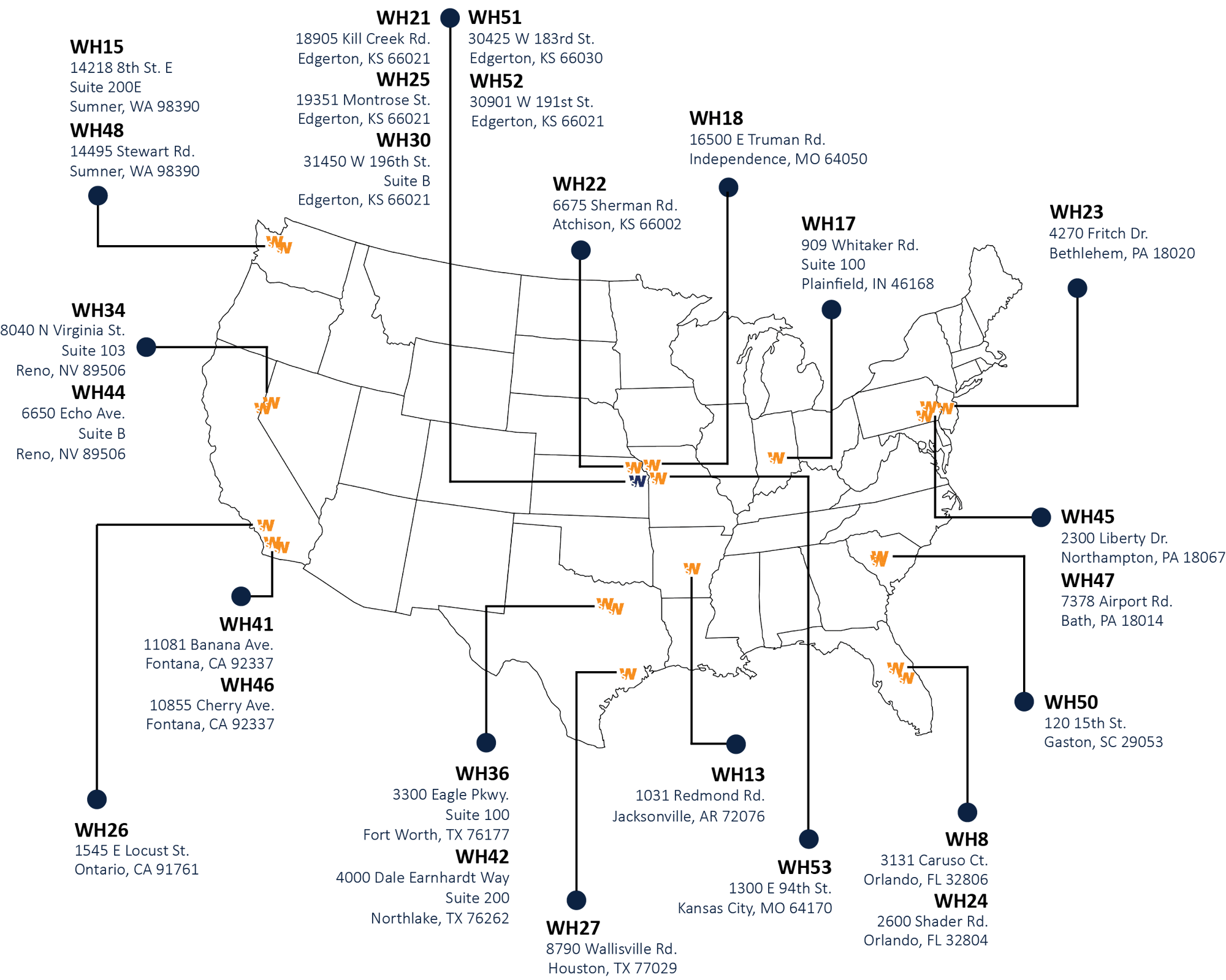 Smart Warehousing locations map